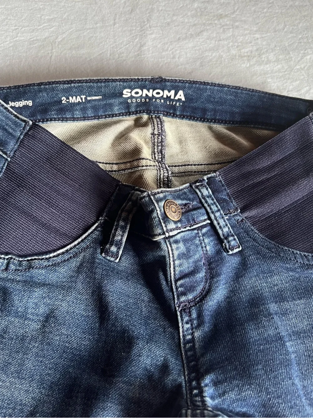 Sonoma Navy Blue Maternity Jeggings with Elastic Waist Panels